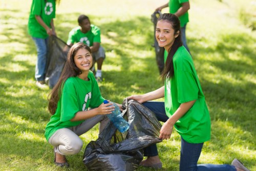 Team performing site cleanup and waste removal